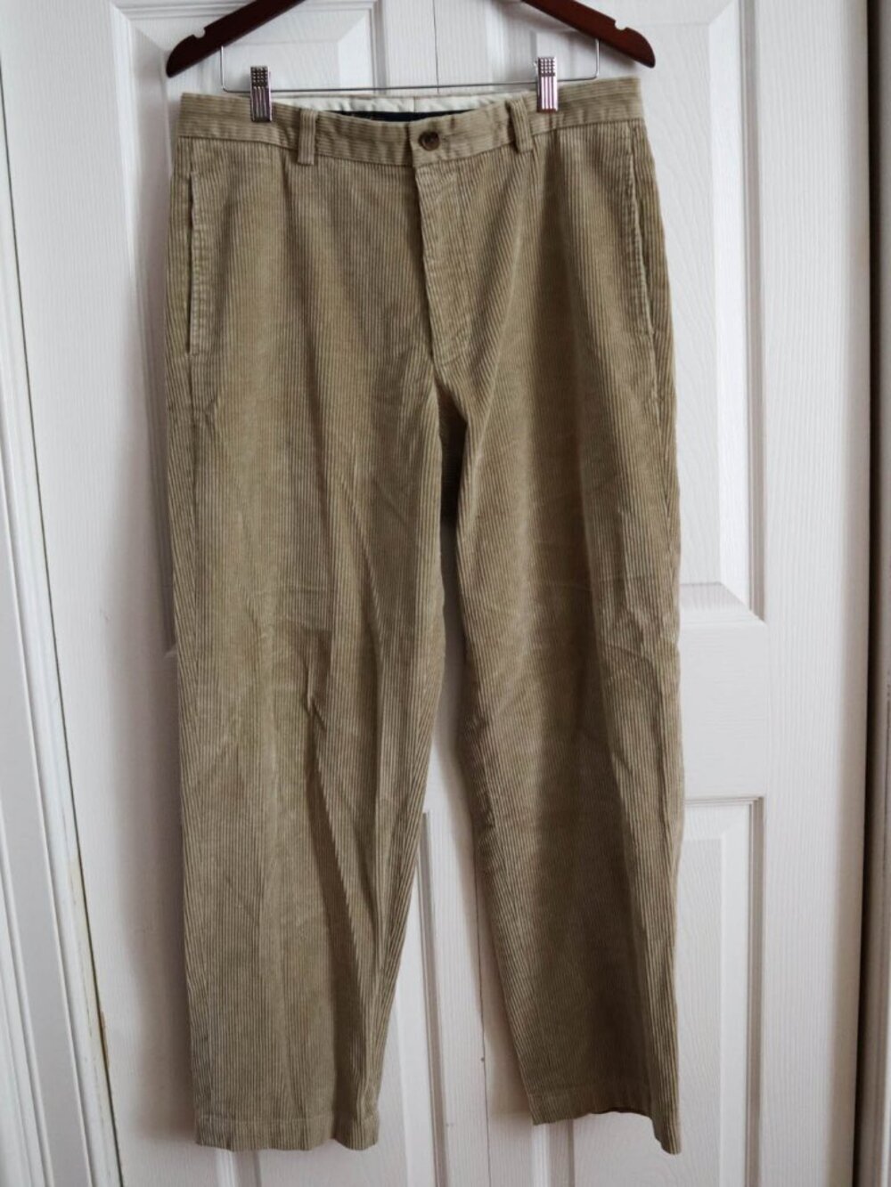 Brooks Brothers Men's Hudson Flat Front Corduroy Pants 33Wx30L Tan Brown Casual